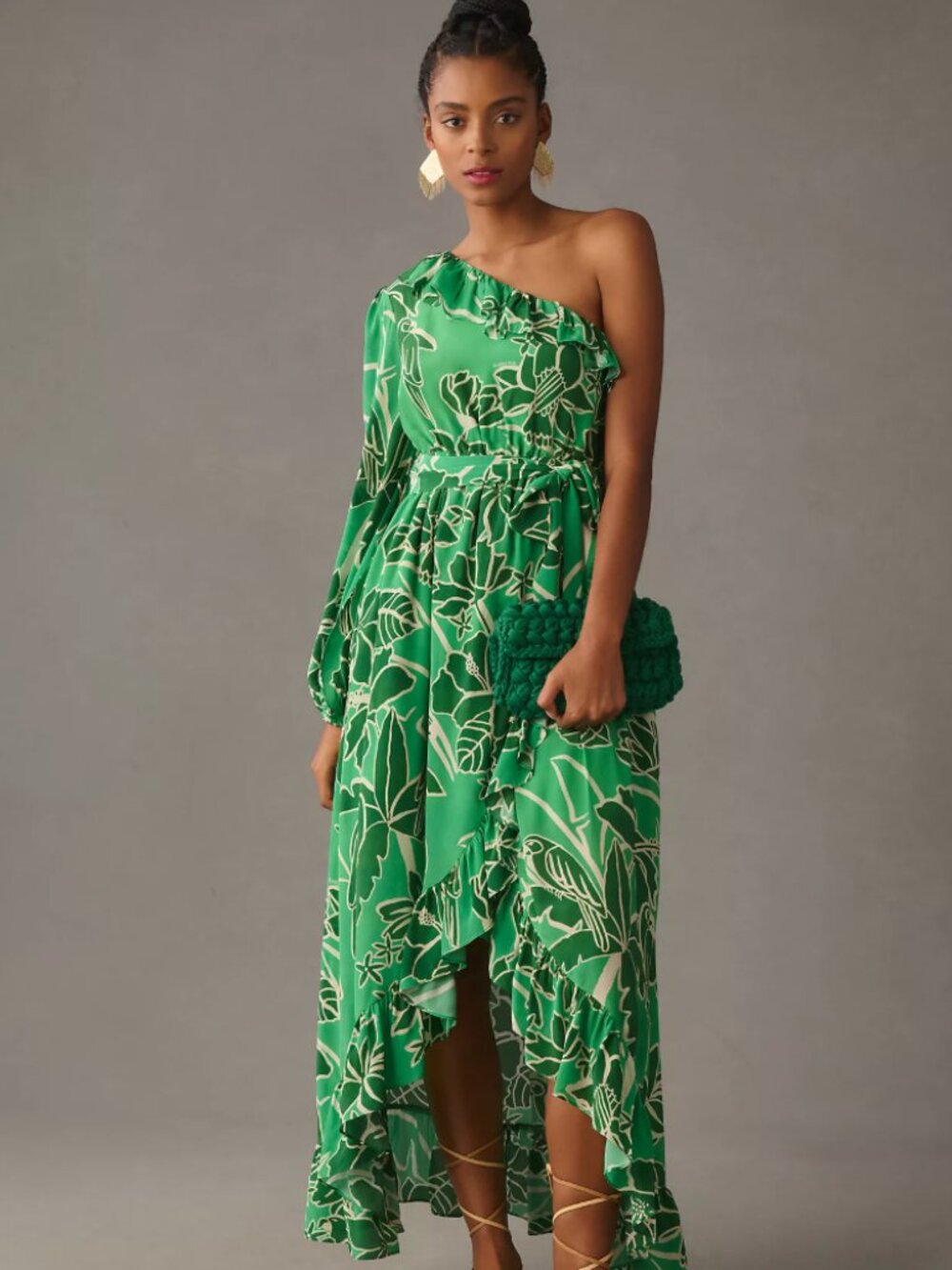 Farm Rio x Anthropologie Printed One-Shoulder Ruffle Dress, XL, NWT